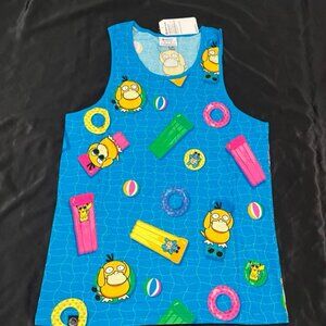 NEW POKÉMON Men’s Large Tropical Pikachu Friends Pool Party Psyduck fitted tank